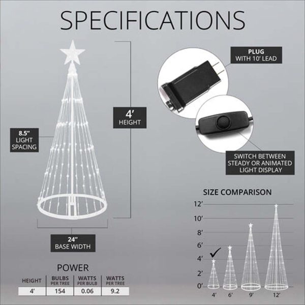 4-ft. Cool White LED Animated Outdoor Lightshow Christmas Tree For Sale