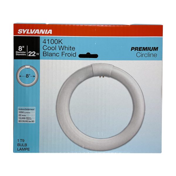 Sylvania FC8T9 22W 8in T9 4100K Cool White 1050Lm G10Q Circline Fluorescent Bulb For Discount