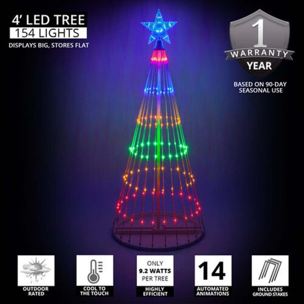 4-ft. Multicolor LED Animated Outdoor Lightshow Christmas Tree Discount