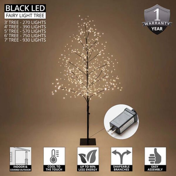 4-ft. Black Fairy Light Tree, Warm White LED For Cheap