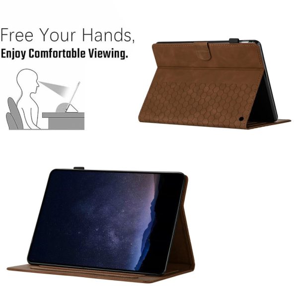 Amazon Fire HD 8 (2022)   (2020) Case Honeycomb Printed Leather Tablet Cover with Card Slot - Brown Online