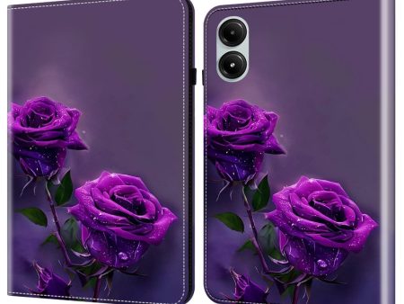 Xiaomi Redmi Pad Pro Case Flip Stand Leather Tablet Cover Pattern Printed - Purple Rose Cheap