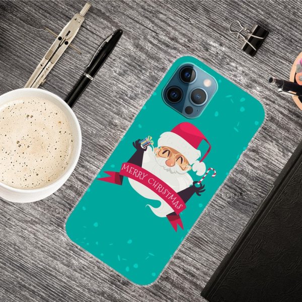 iPhone 16 Pro Max Case Christmas Pattern Printing Soft Flexible Phone Cover - Santa and Gift and Cane Fashion