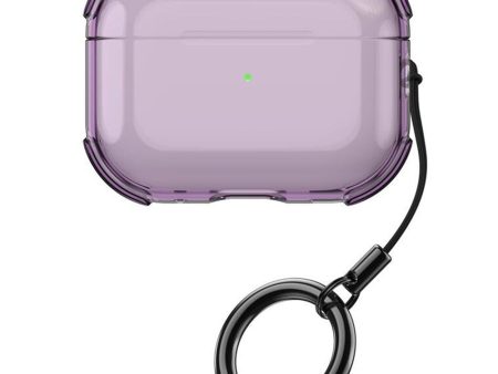 Apple AirPods Pro Case Earphone Protective Flexible Cover with Ring Strap - Transparent Purple For Discount