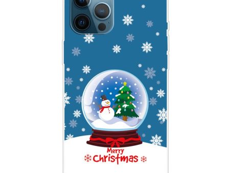 iPhone 16 Pro Max Case Christmas Pattern Printing Soft Flexible Phone Cover - Snowman Crystal Ball Sale