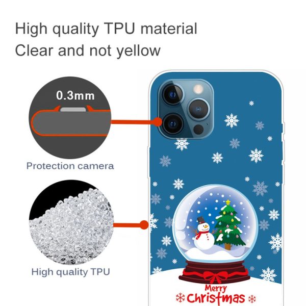 iPhone 16 Pro Max Case Christmas Pattern Printing Soft Flexible Phone Cover - Snowman Crystal Ball Sale