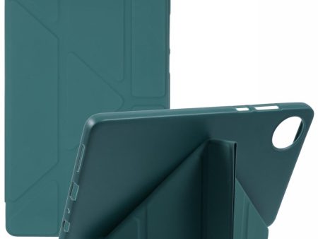 Xiaomi Redmi Pad SE 4G 8.7 inch Case Vegan Leather+Silicone Origami Stand Protective Cover - Midnight Green For Discount