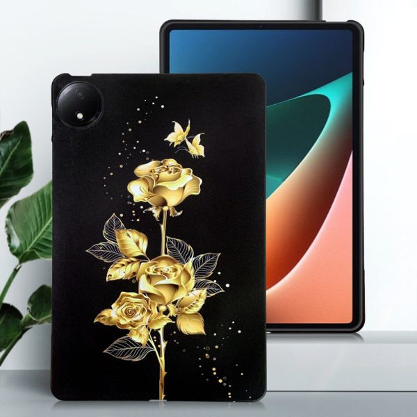 Xiaomi Redmi Pad SE 4G Flexible Case Pattern Printing Slim Tablet Protective Cover - Golden Butterfly Rose on Sale