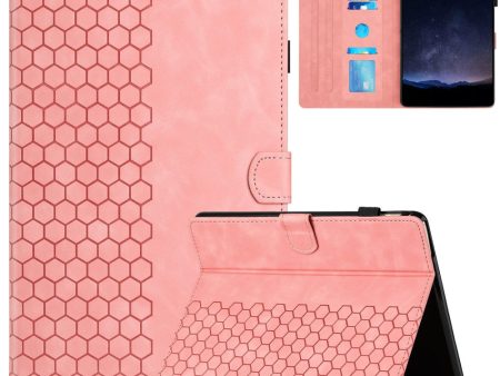 Amazon Kindle Paperwhite (2021) Case Honeycomb Printed Leather Tablet Cover with Card Slot - Pink Online Sale