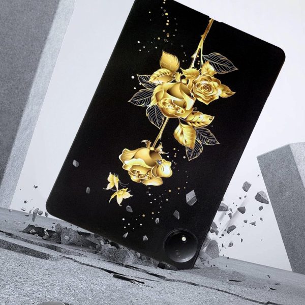 Xiaomi Redmi Pad SE 4G Flexible Case Pattern Printing Slim Tablet Protective Cover - Golden Butterfly Rose on Sale