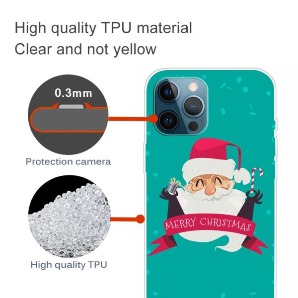 iPhone 16 Pro Max Case Christmas Pattern Printing Soft Flexible Phone Cover - Santa and Gift and Cane Fashion