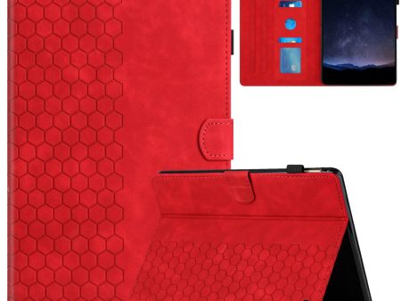 Amazon Fire HD 10 (2021)   HD 10 Plus (2021) Case Honeycomb Printed Leather Tablet Cover with Card Slot - Red Online Hot Sale