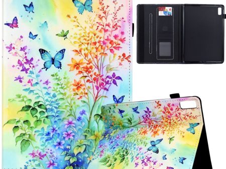 Lenovo Tab M9 TB-310FU Case Pattern Printing Tablet Cover Shockproof Leather Card Holder Stand Case - Flowers And Butterflies Online