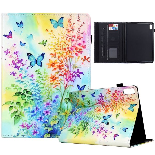 Lenovo Tab M9 TB-310FU Case Pattern Printing Tablet Cover Shockproof Leather Card Holder Stand Case - Flowers And Butterflies Online