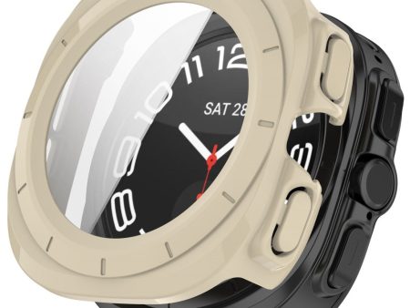 Samsung Galaxy Watch Ultra 47mm Bump Resistant Watch Case Scratch Resistant Cover with Tempered Glass Film - Pink - Black - Ivory White Online