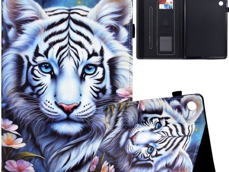 Samsung Galaxy Tab A9+ Case Pattern Printing Tablet Cover Shockproof Leather Card Holder Stand Case - Tiger Online Hot Sale