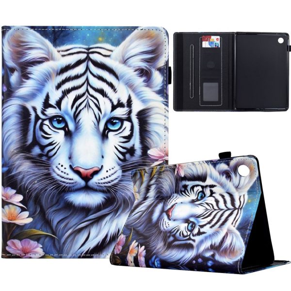 Samsung Galaxy Tab A9+ Case Pattern Printing Tablet Cover Shockproof Leather Card Holder Stand Case - Tiger Online Hot Sale