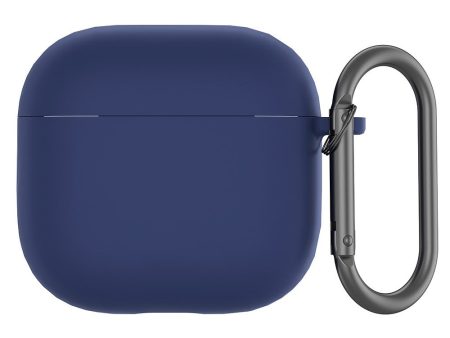 AirPods 4 Case Silicone Wireless Earphone Protective Cover with Carabiner - Dark Blue Online now