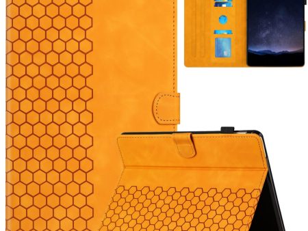 Amazon Fire HD 8 (2022)   (2020) Case Honeycomb Printed Leather Tablet Cover with Card Slot - Yellow Online Hot Sale