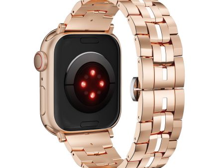 Zinc Alloy Strap for Apple Watch Ultra 2 Ultra 49mm   Series 9 8 7 45mm   6 5 4 SE (2022) SE (2023) SE 44mm   3 2 1 42mm Wrist Band - Rose Gold+White For Sale