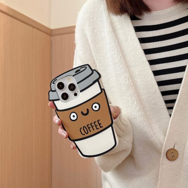 iPhone 15 Pro Max Case Funny 3D Coffee Cup Design Silicone Phone Cover Supply