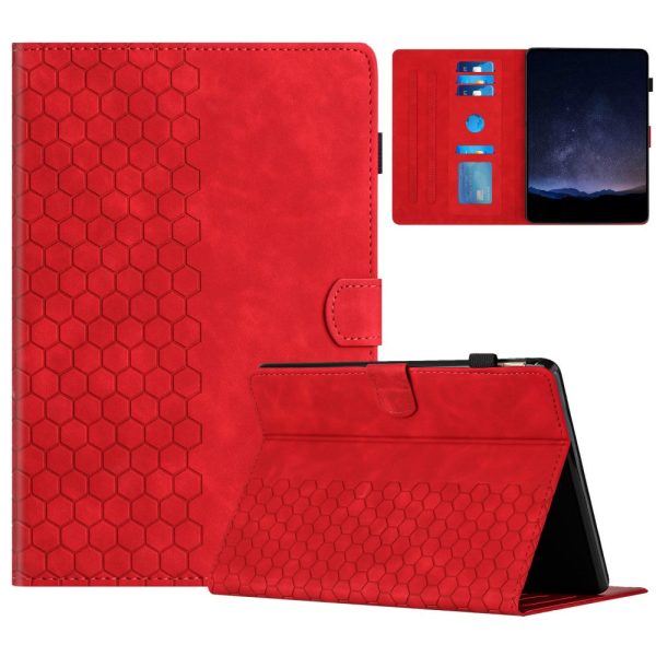 Amazon Kindle Paperwhite 4 (2018)   3 (2015)   2 (2015)   1 (2015) Case Honeycomb Printed Leather Tablet Cover with Card Slot - Red For Sale