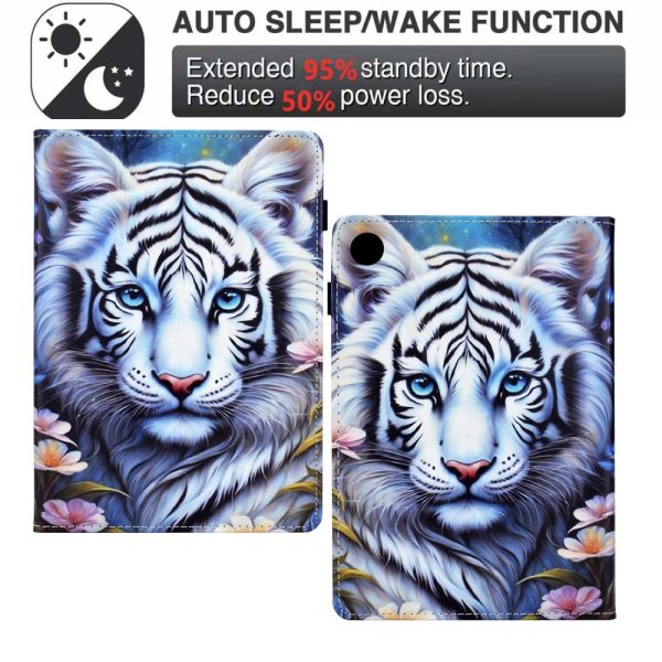 Samsung Galaxy Tab A9+ Case Pattern Printing Tablet Cover Shockproof Leather Card Holder Stand Case - Tiger Online Hot Sale