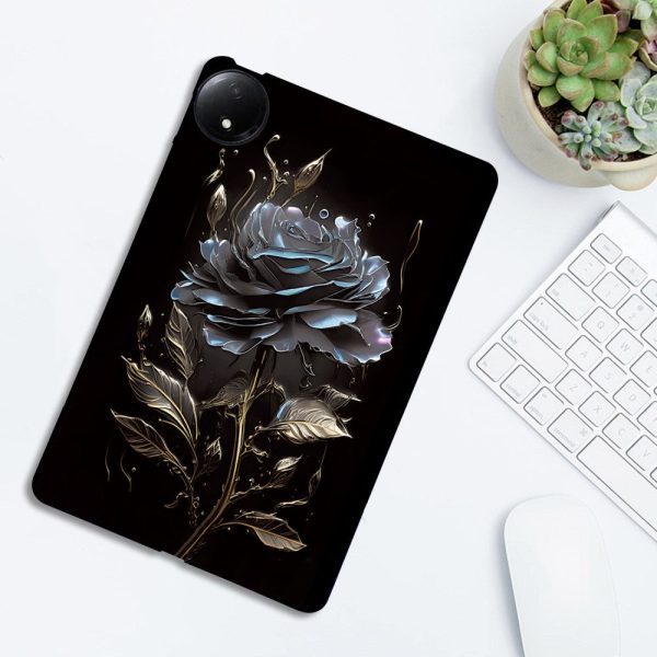 Xiaomi Redmi Pad SE 4G Flexible Case Pattern Printing Slim Tablet Protective Cover - Black Rose on Sale