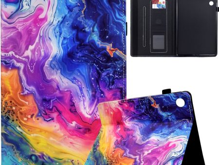 Samsung Galaxy Tab A9+ Case Pattern Printing Tablet Cover Shockproof Leather Card Holder Stand Case - Marble Pattern Hot on Sale