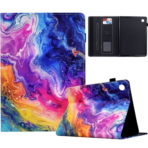 Samsung Galaxy Tab A9+ Case Pattern Printing Tablet Cover Shockproof Leather Card Holder Stand Case - Marble Pattern Hot on Sale