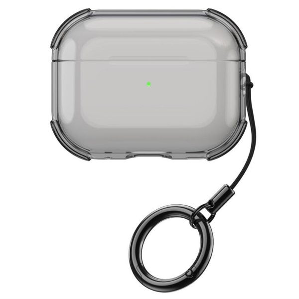 Apple AirPods 3 Case Earphone Protective Flexible Cover with Ring Strap - Transparent Black Sale