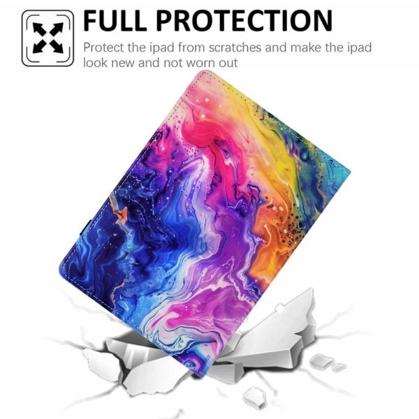 Samsung Galaxy Tab A9+ Case Pattern Printing Tablet Cover Shockproof Leather Card Holder Stand Case - Marble Pattern Hot on Sale