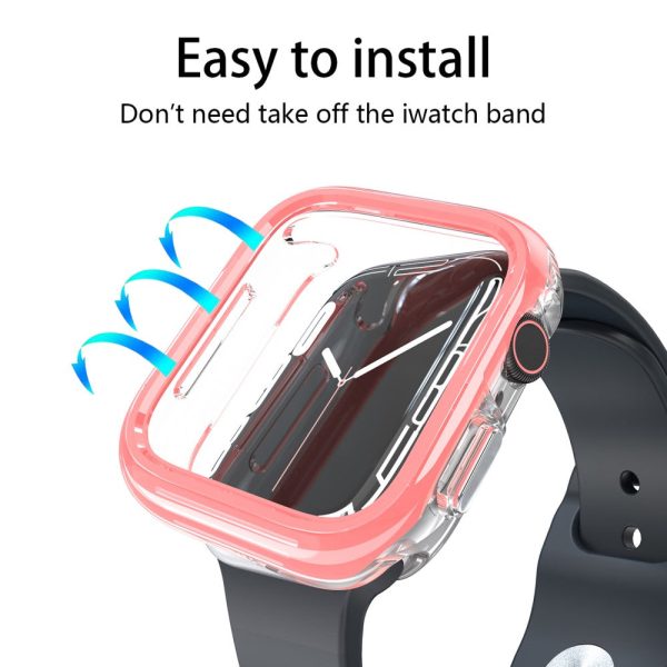 Apple Watch 7   8   9 41mm Hollow-Out Bump Resistant+Flexible Protection Cover Watch Frame Case - Pink Cheap