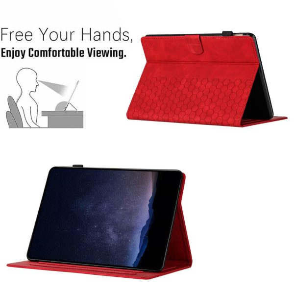 Amazon Kindle Paperwhite 4 (2018)   3 (2015)   2 (2015)   1 (2015) Case Honeycomb Printed Leather Tablet Cover with Card Slot - Red For Sale