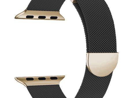 KALEBOL Apple Watch Series 49mm - 45mm - 44mm - 42mm Milanese Metal Watch Band - Black   Gold on Sale