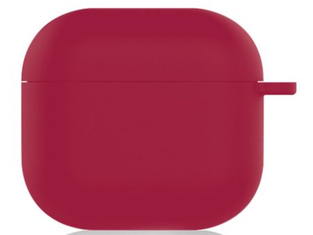 AirPods 4 Silicone Case Soft Wireless Earbud Organizer Cover Thickness 1.5mm with Carabiner - Wine Red Fashion