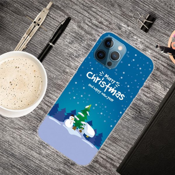 iPhone 16 Pro Max Case Christmas Pattern Printing Soft Flexible Phone Cover - Snowman and Christmas Tree Online