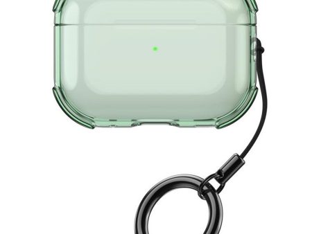 Apple AirPods 3 Case Earphone Protective Flexible Cover with Ring Strap - Transparent Green on Sale