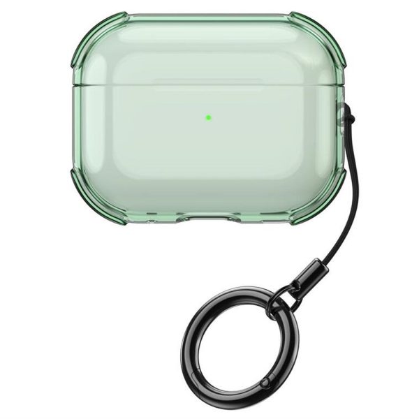 Apple AirPods 3 Case Earphone Protective Flexible Cover with Ring Strap - Transparent Green on Sale