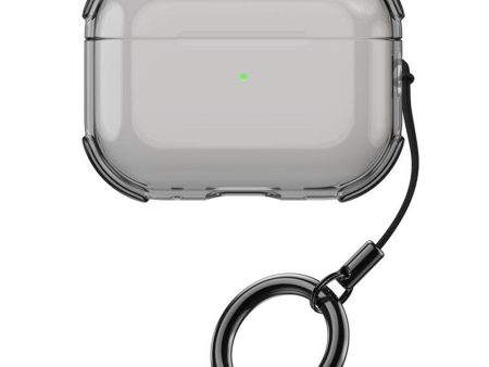 Apple AirPods Pro Case Earphone Protective Flexible Cover with Ring Strap - Transparent Black Online now