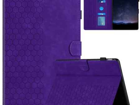 Amazon Fire HD 10 (2021)   HD 10 Plus (2021) Case Honeycomb Printed Leather Tablet Cover with Card Slot - Purple Online now