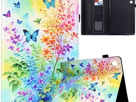 Samsung Galaxy Tab A9+ Case Pattern Printing Tablet Cover Shockproof Leather Card Holder Stand Case - Flowers And Butterflies Online Hot Sale