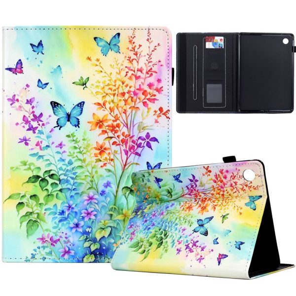 Samsung Galaxy Tab A9+ Case Pattern Printing Tablet Cover Shockproof Leather Card Holder Stand Case - Flowers And Butterflies Online Hot Sale