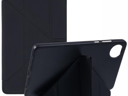 Xiaomi Redmi Pad SE 4G 8.7 inch Case Vegan Leather+Silicone Origami Stand Protective Cover - Black on Sale