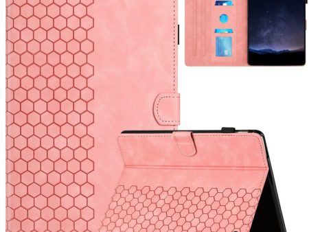 Amazon Fire HD 10 (2021)   HD 10 Plus (2021) Case Honeycomb Printed Leather Tablet Cover with Card Slot - Pink Sale