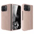 Google Pixel Fold 2 Case Litchi Texture Leather+Bump Resistant Phone Cover with Tempered Glass Film - Rose Gold Discount