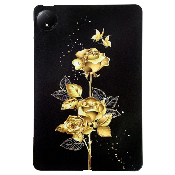 Xiaomi Redmi Pad SE 4G Flexible Case Pattern Printing Slim Tablet Protective Cover - Golden Butterfly Rose on Sale