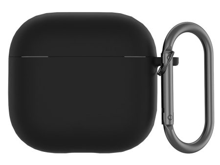 AirPods 4 Case Silicone Wireless Earphone Protective Cover with Carabiner - Black on Sale