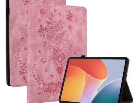 Infinix Xpad Case Card Holder Anti-Scratch Leather Cover Rose Flower Imprint - Pink Fashion