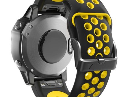 22mm dual color silicone strap for Garmin and Coros watch - Black   Yellow For Discount